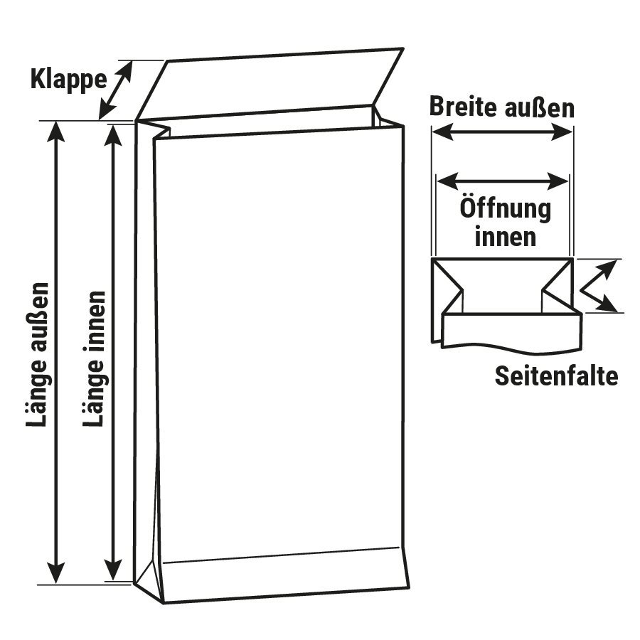Papier-Versandtasche mit Blockboden & Seitenfalte, wiederverschließbar Papier-Versandtasche mit Blockboden & Seitenfalte, wiederverschließbar