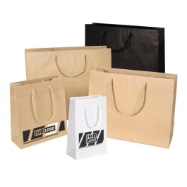 Papiertragetasche mit Baumwollkordel, individuell bedruckt Papiertragetasche mit Baumwollkordel, individuell bedruckt