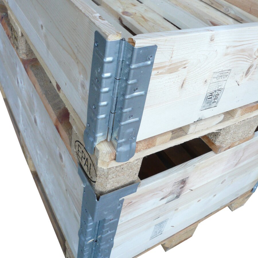 Stapelung von Paletten auf Holzaufsatzrahmen Stapelung von Paletten auf Holzaufsatzrahmen