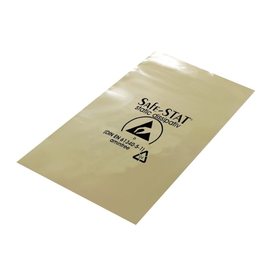 Gelber PE-Flachbeutel mit permanenter, ableitender Wirkung Gelber PE-Flachbeutel mit permanenter, ableitender Wirkung
