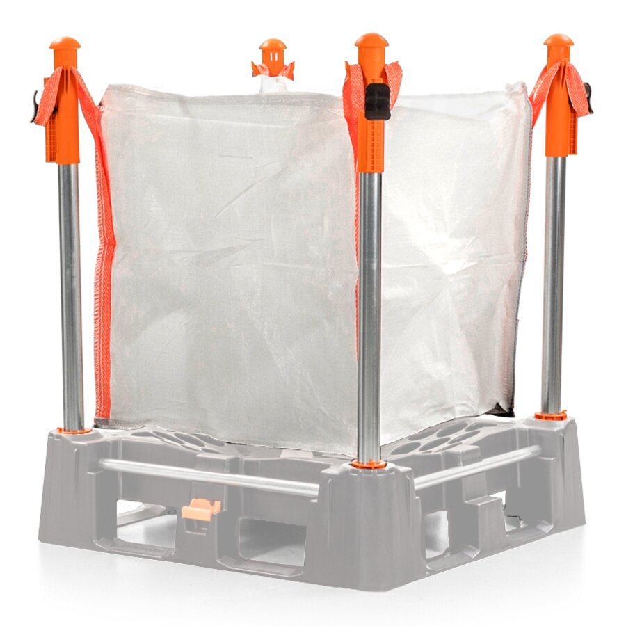 Ordentliche Lagerung von Big-Bags dank Rastkopfständern Ordentliche Lagerung von Big-Bags dank Rastkopfständern