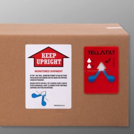 Hinweisetikett und Kippindikator Kippindikatoren mit Hinweisetikett