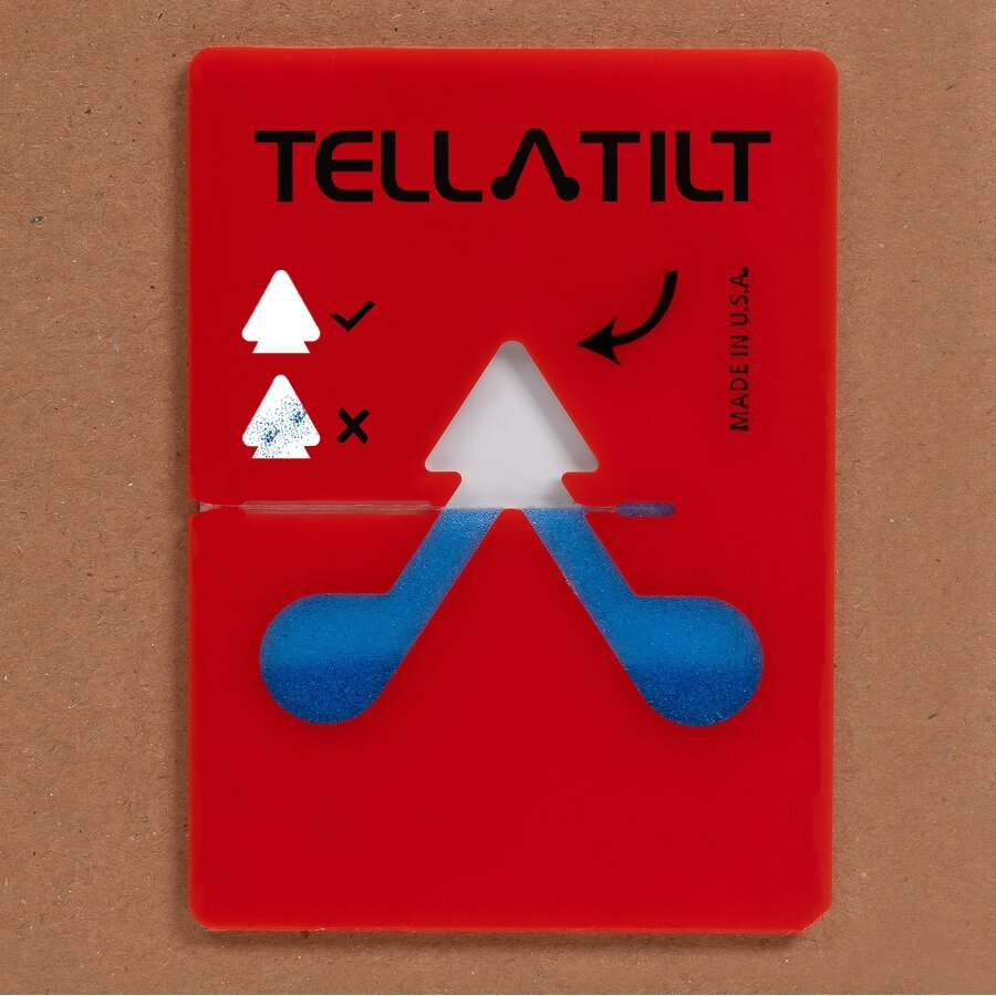 Aufgeklebter Kippindikator Aufgeklebter Kippindikator - Karton muss aufrecht transportiert werden