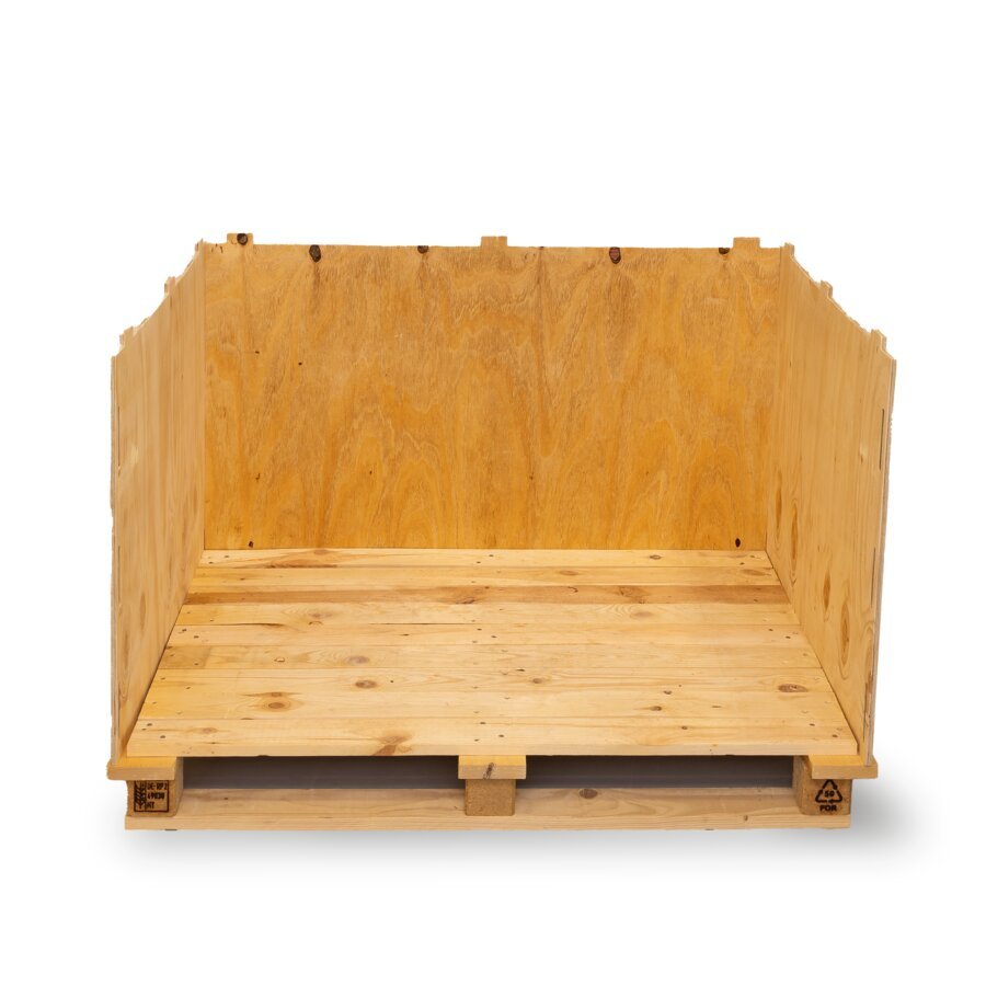 Diese Holzkiste zum Stecken ist volumensparend und praktisch Im Lager und beim Transport ist wenig Platz vonnöten