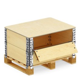 Palettenaufsatzrahmen mit Öffnung zum Entnehmen Aufsatzrahmen mit Entnahme-Klappe