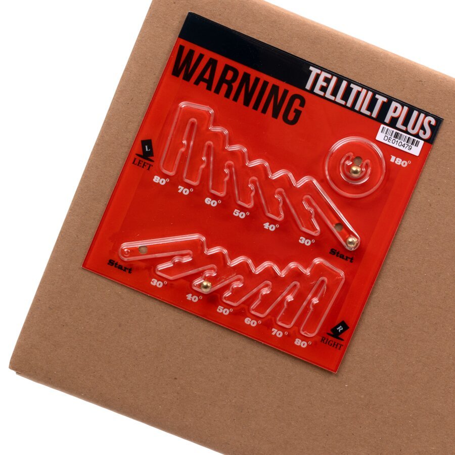 Kipprichtung und Kippgrad sind genaustens nachvollziehbar. Paket geneigt - Kippindikator schlägt aus