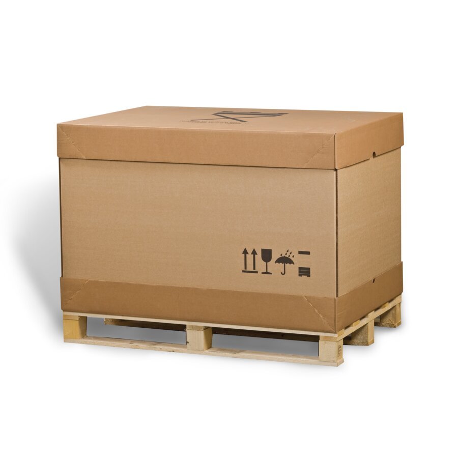 Klappbarer Paletten-Container aus Wellpappe inkl. IPPC-Palette Klappbarer Paletten-Container aus Wellpappe inkl. IPPC-Palette
