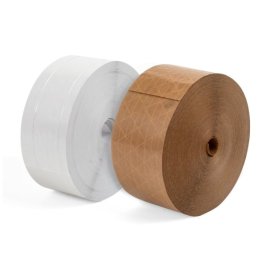 Nassklebeband in weiß und braun Nassklebeband in weiß und braun