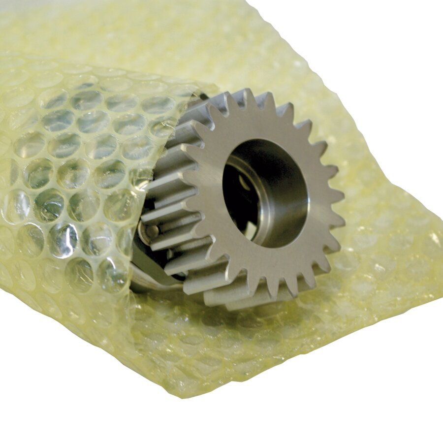 Mit der VCI-Luftpolsterfolie verpacken Sie Ihre metallische Versandware korrosionsfrei und perfekt gepolstert Mit der VCI-Luftpolsterfolie verpacken Sie Ihre metallische Versandware korrosionsfrei und perfekt gepolstert