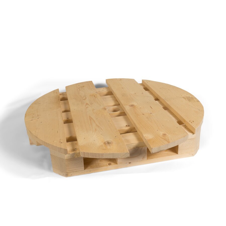 Individuelle Rundpaletten für Coil, Fässer oder Rollen - nur auf Anfrage erhältlich Individuelle Rundpaletten für Coil, Fässer oder Rollen - nur auf Anfrage erhältlich