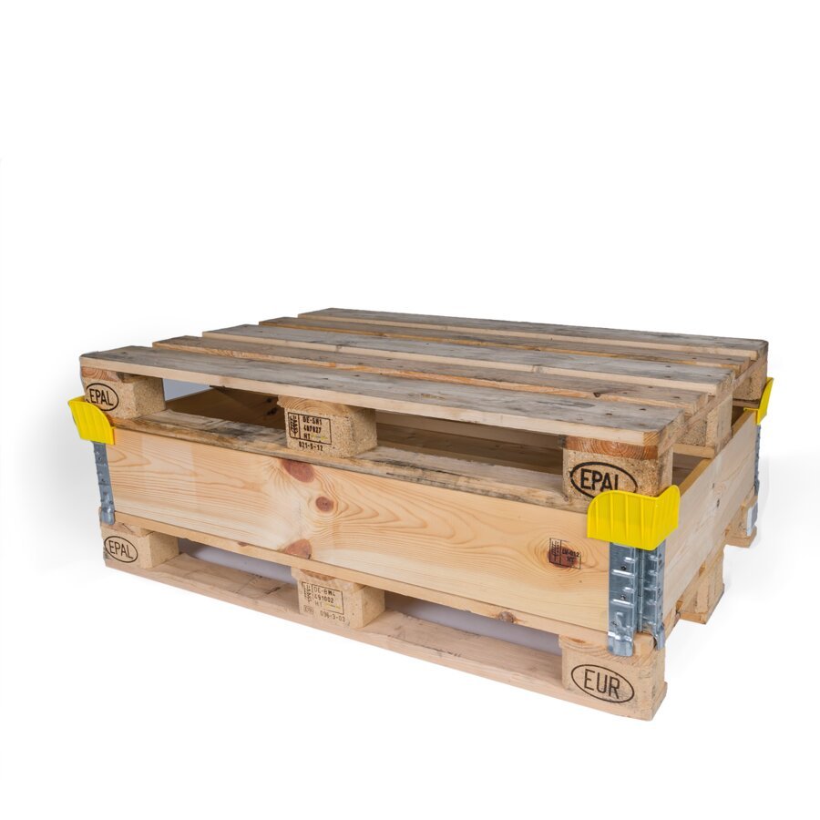 Mit diesen Kunststoff-Stapelecken sind Paletten stapelbar Einfach Paletten übereinander stapeln