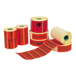 Immer die passende Kennzeichnung Sammelbild von verschiedenen Warnetikett-Rollen