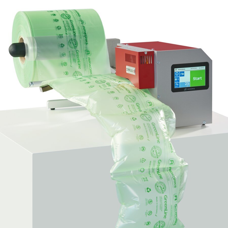 Eine CIRRUS-Folienrolle entspricht in etwa 10 Säcken Verpackungschips Eine CIRRUS-Folienrolle entspricht in etwa 10 Säcken Verpackungschips