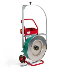 Abrollwagen für Umreifungsband, fahrbar mit Palettierhilfe Abrollwagen für Umreifungsband, fahrbar mit Palettierhilfe