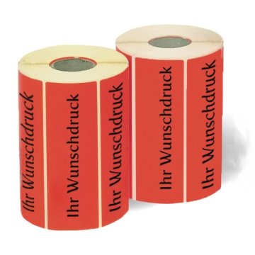 2 Rollen rotes Etikett - schwarzer Aufdruck "Ihr Wunschdruck"